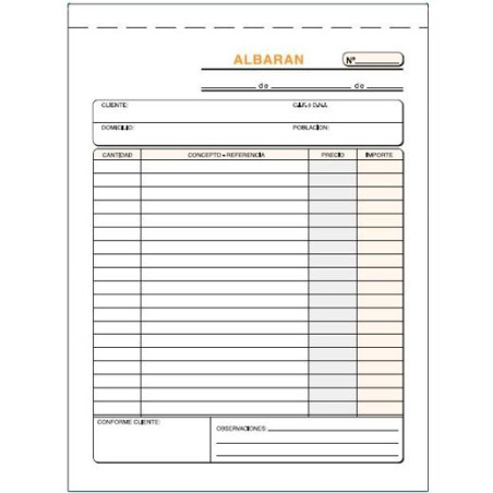 (T-122) TALONARIO ALBARANES CUARTO NATURAL TRIPLICADO AUTOCOPIA