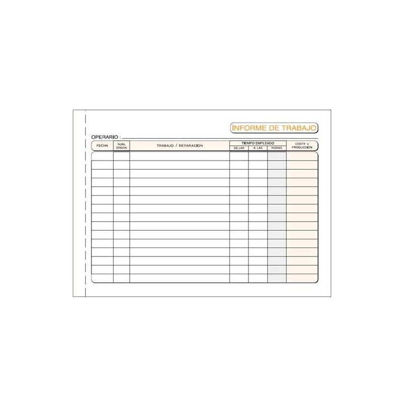 (T-137) TALONARIO INFORME DE TRABAJO OCTAVO APAISADO DUPLICADO AUTOCOPIA