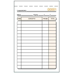 (T-140) TALONARIO CAMAREROS ESPECIAL BOLSILLO DUPLICADO AUTOCOPIA