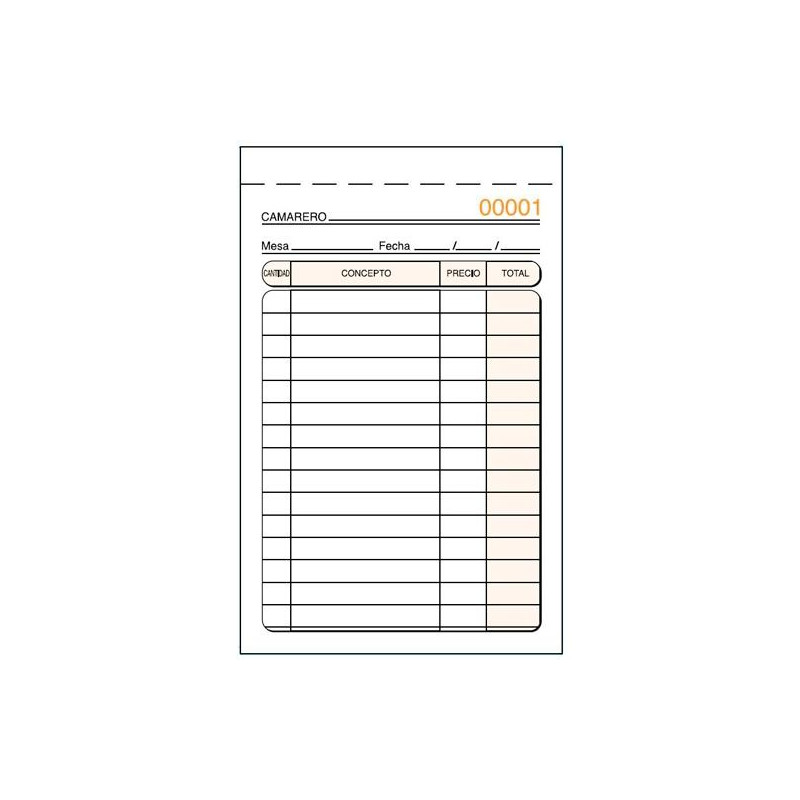 (T-140) TALONARIO CAMAREROS ESPECIAL BOLSILLO DUPLICADO AUTOCOPIA