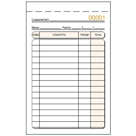 (T-141) TALONARIO CAMAREROS ESPECIAL BOLSILLO TRIPLICADO AUTOCOPIA