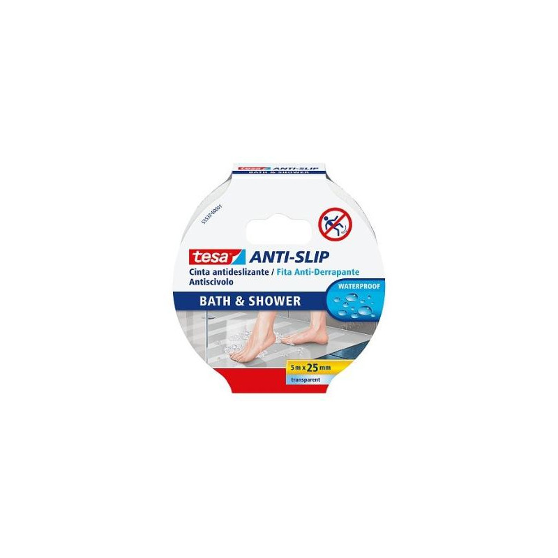 (55533-00001-11) TESA CINTA ANTIDESLIZANTE ADHESIVA BAÑO 25MM X 5M TRANSPARENTE