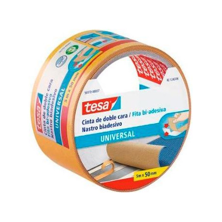(56172-00005-12) TESA CINTA ADHESIVA DOBLE CARA UNIVERSAL PERMANENTE 50MM X 25M PARA MOQUETAS