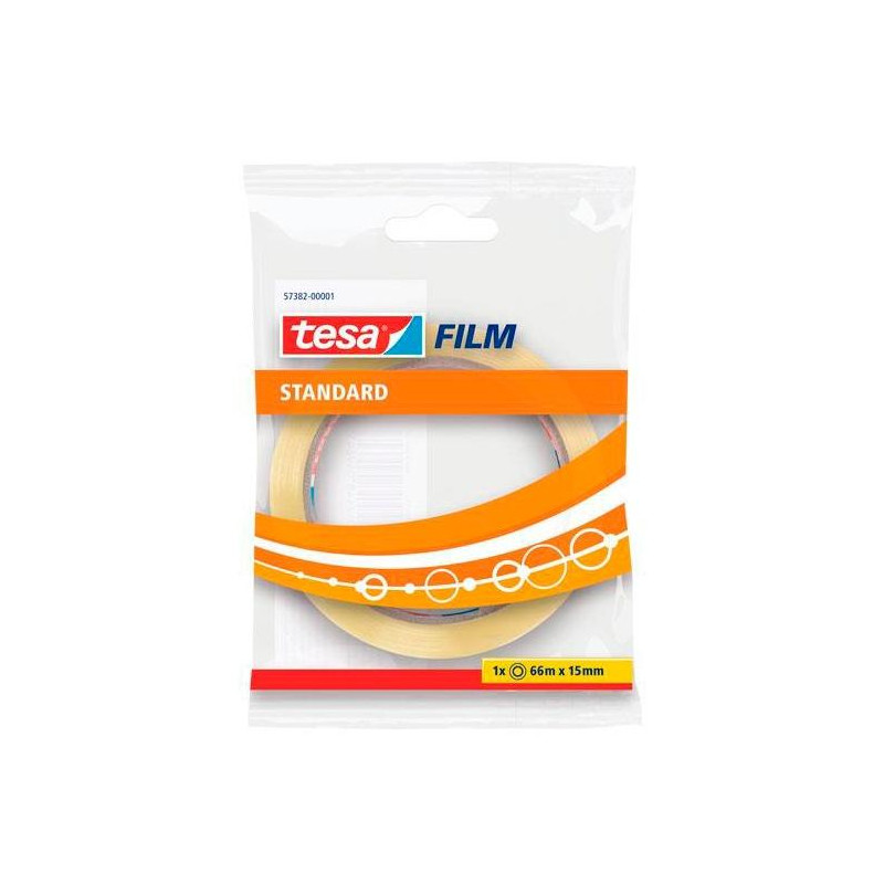 (57382-00001-01) TESA FILM CINTA ADHESIVA TRANSPARENTE STANDARD 15MM X 66M EN BOLSITA
