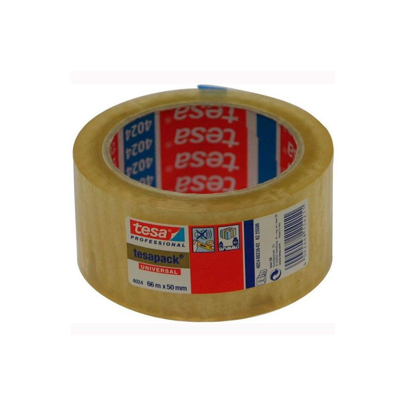 (04024-00236-04) TESA CINTA DE EMBALAJE DE POLIOLEFINA TESAPACK C/ETIQUETA 66MX50MM TRANSPARENTE