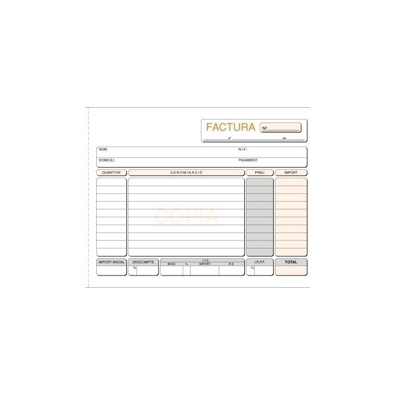 (T-66) TALONARIO FACTURAS 1/4 APAISADO AUTOCOPIA TRIPLICADO