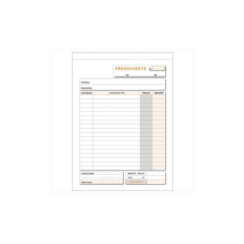 (T-90) TALONARIO PRESUPUESTO CUARTO NATURAL DUPLICADO AUTOCOPIA