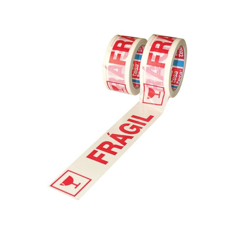 (60089-00001-00) TESA CINTA DE EMBALAJE TESAPACK IMPRESO "FRAGIL" 66MX50MM