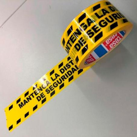 (04120-00204-00) TESA CINTA DE DISTANCIAMIENTO SOCIAL ADHESIVA 33M X 50MM PVC IMPRESO LAMINADO AMARILLO/NEGRO