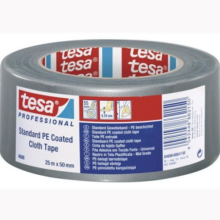 (04688-00047-00) TESA CINTA ADHESIVA PROFESSIONAL STANDARD PARA REPARACIÓN ROLLO 25MX50MM TELA/MALLA GRIS