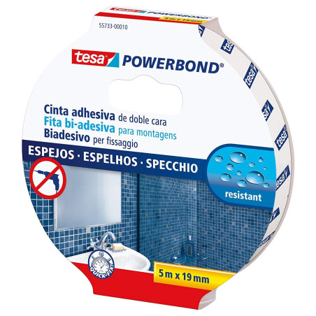 (55733-00018-02) TESA CINTA ADHESIVA DE MONTAJE DOBLE CARA POWERBOND 19MM X 5M ESPEJOS