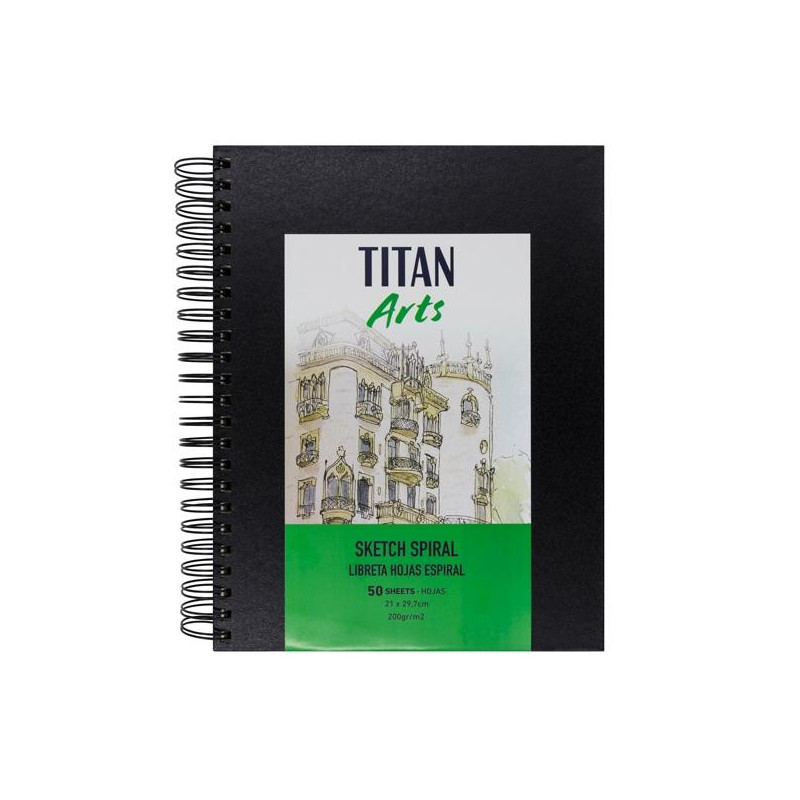 (122002129) TITAN ARTS LIBRETA DE DIBUJO PARA BOCETOS ESPIRAL A4 50H 200GR