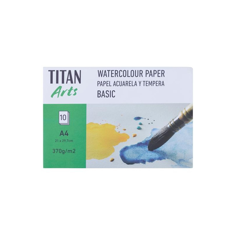 (122012129) TITAN ARTS PAPEL ACUARELA Y TÉMPERA BASIC A4 10H 370GR