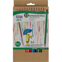 (130120012) TITAN ARTS LÁPICES DE COLORES ACUARELABLES SURTIDOS ESTUCHE 12 UD + PINCEL