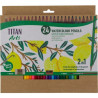 (130120024) TITAN ARTS LÁPICES DE COLORES ACUARELABLES SURTIDOS ESTUCHE 24 UD + PINCEL + GOMA + SACAPUNTAS