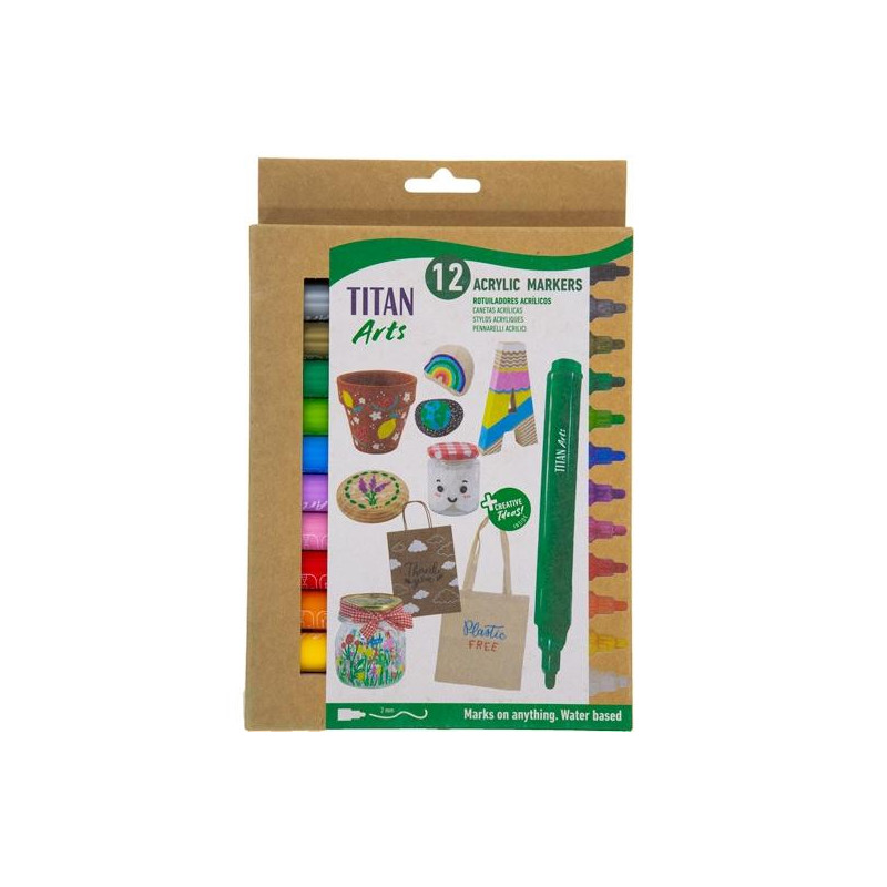 (130600012) TITAN ARTS ROTULADORES ACRÍLICOS COLORES SURTIDOS ESTUCHE 12 UD
