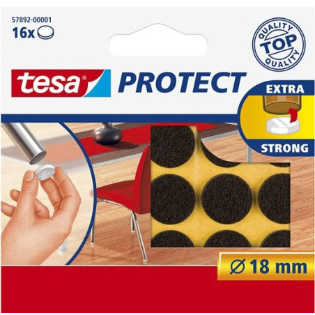 (57892-00001-01) TESA FIELTRO PROTECTOR ANTIRASGUÑOS DIAMETRO Ø18MM MARRÓN -BLISTER 16U-