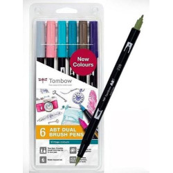 (ABT-6P-5/ABT-6C-5) TOMBOW ABT DUAL BRUSH ROTULADORES DOBLE PUNTA FINA/PINCEL C/SURTIDOS VINTAGE ESTUCHE 6 UD