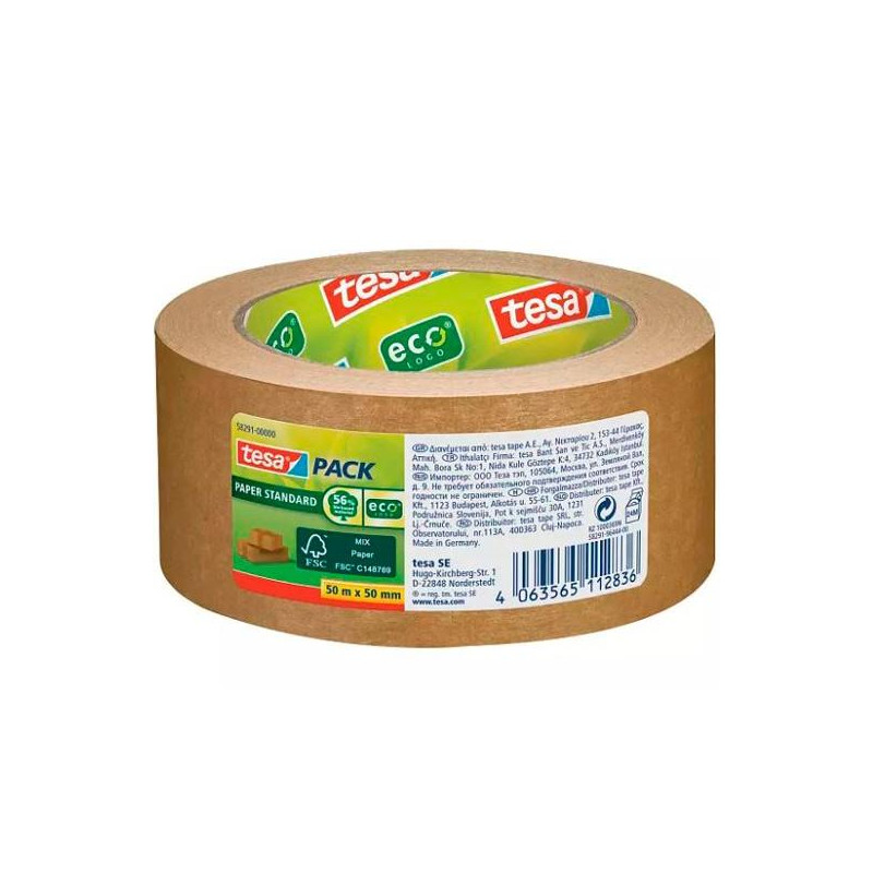 (58291-00000-01) TESA CINTA DE EMBALAJE TESAPACK ESTÁNDAR ECOLOGO ROLLO 50MX50MM PAPEL MARRÓN