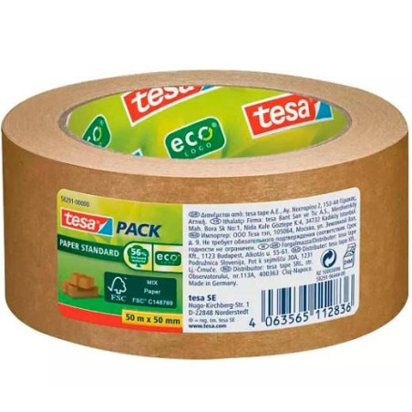 (58291-00000-01) TESA CINTA DE EMBALAJE TESAPACK ESTÁNDAR ECOLOGO ROLLO 50MX50MM PAPEL MARRÓN