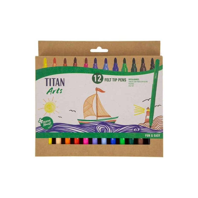 (130400012) TITAN ARTS ROTULADORES COLORES SURTIDOS ESTUCHE 12 UD