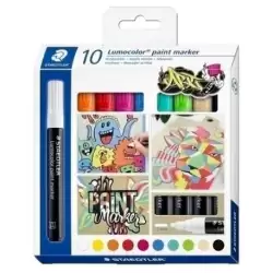 (349 C10) STAEDTLER MARCADOR ESPECIAL LUMOCOLOR 349 PERMANENTE C/SURTIDOS ESTUCHE 10 UD