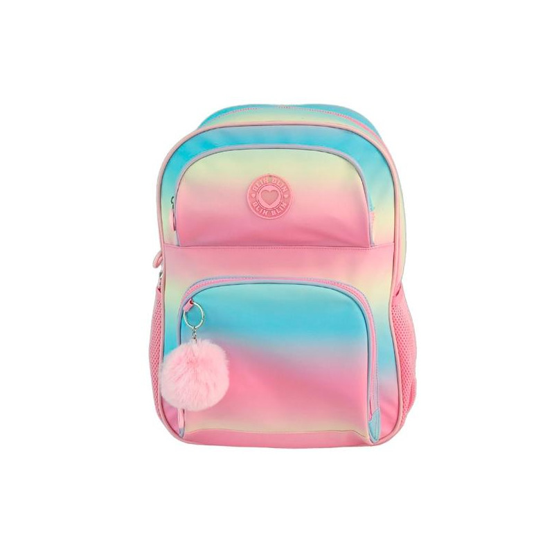 (T434-1053) TOYBAGS MOCHILA PRIMARIA BLIN BLIN GRADIENT PINK DOBLE COMPARTIMENTO 44X31X17CM ADAPTABLE A CARRO