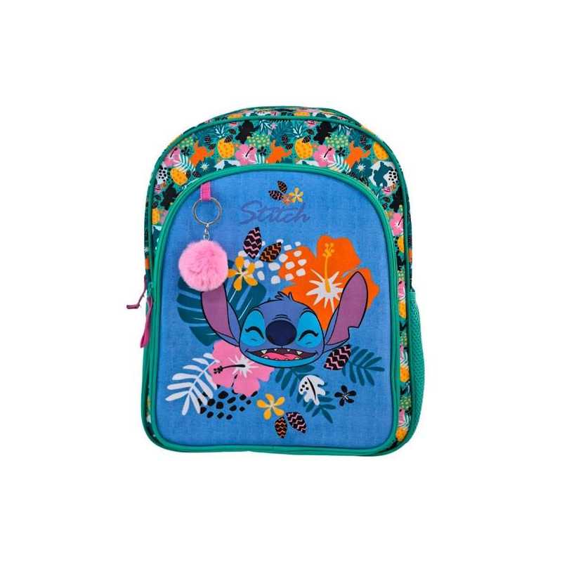 (T434-1068) TOYBAGS MOCHILA PRIMARIA STITCH TROPICAL DOBLE COMPARTIMENTO 44X30X20CM ADAPTABLE A CARRO