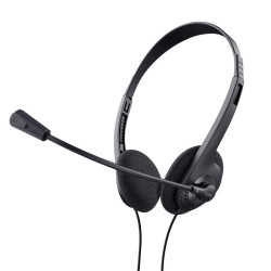 (24659) TRUST AURICULARES BASIC ESTÉREO JACK 3.5MM ULTRALIGEROS CON MICRÓFONO FLEXIBLE AJUSTABLE NEGRO.