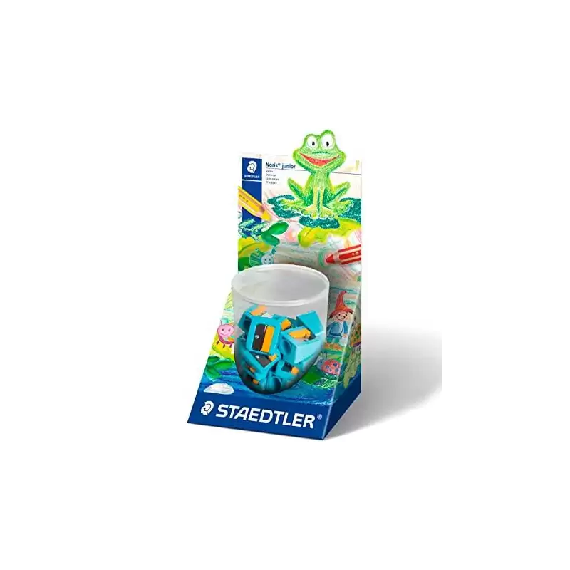 (514 10KP10) STAEDTLER AFILALÁPICES NORIS JUNIOR 514 EXTRA GRUESO 14MM AMARILLO/TURQUESA EXPOSITOR 10U