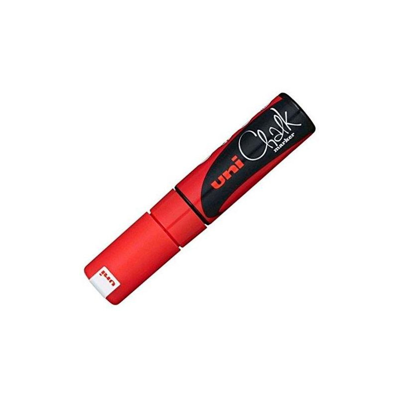 (140145000) UNIBALL MARCADOR DE TIZA LÍQUIDA CHALK PWE-8K PUNTA BISELADA ROJO