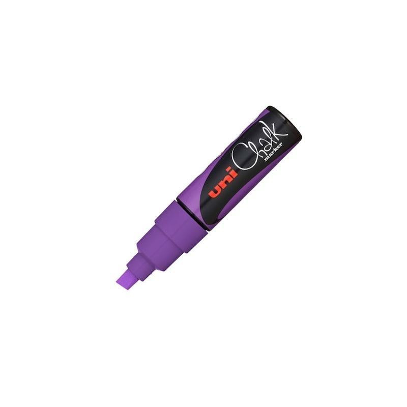 (140160000) UNIBALL MARCADOR DE TIZA LÍQUIDA CHALK PWE-8K PUNTA BISELADA VIOLETA