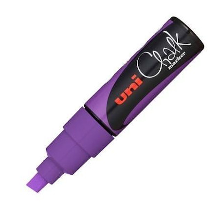(140160000) UNIBALL MARCADOR DE TIZA LÍQUIDA CHALK PWE-8K PUNTA BISELADA VIOLETA