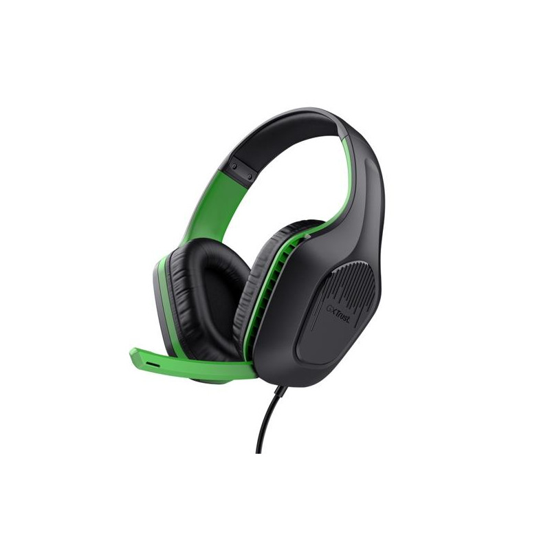 (24994) TRUST AURICULARES GAMING GXT 415X ZIROX HEADSET C/ MICROFONO DIADEMA AJUSTABLE JACK 3.5.MM VERDE/NEGRO