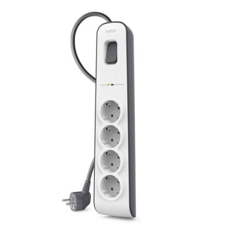 (BSV400VF2M) BELKIN REGLETA DE PROTECCION CONTRA SOBRETENSIONES CON 4 TOMAS BOTÓN DE APAGADO Y ENCENDIDO 2 METROS BLANCO/GRIS