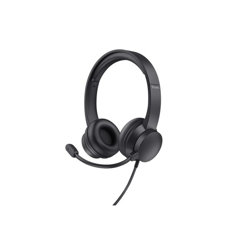 (25087) TRUST AURICULARES AYDA ESTÉREO JACK 3.5MM CON MICRÓFONO AJUSTABLE NEGRO