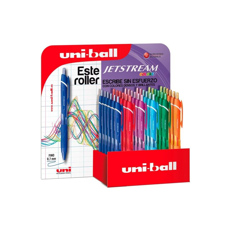 (182634290) UNIBALL ROLLERBALL JETSTREAM SXN-150C/3D RETRÁCTIL 0.7MM COLORES SURTIDOS EXPOSITOR 36 UD