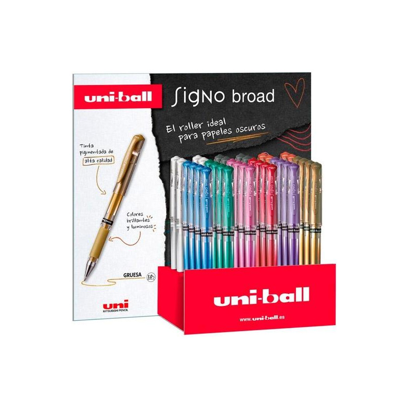 (182634955) UNIBALL ROLLERBALL SIGNO BROAD UM-153 1.0MM SURTIDO METÁLICO EXPOSITOR 36 UD
