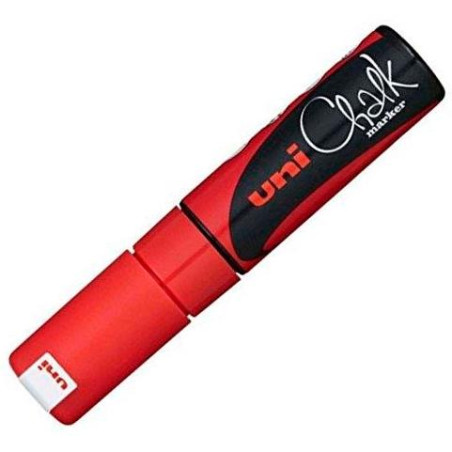 (140145000) UNIBALL MARCADOR DE TIZA LÍQUIDA CHALK PWE-8K PUNTA BISELADA ROJO