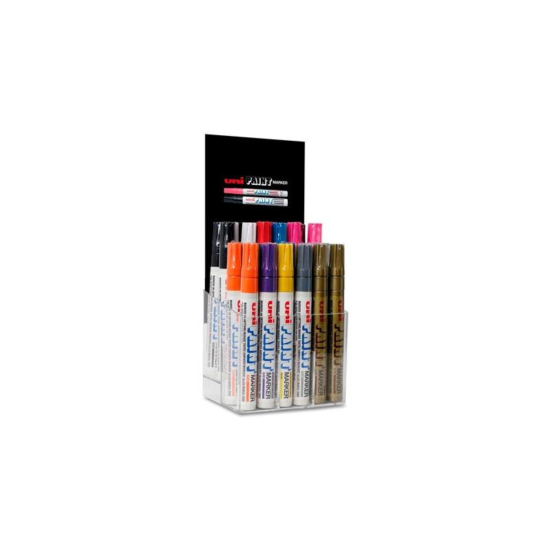 (182634275) UNIBALL MARCADOR PERMANENTE PAINT MARKER PX-20/30P COLORES SURTIDOS EXPOSITOR 30 UD