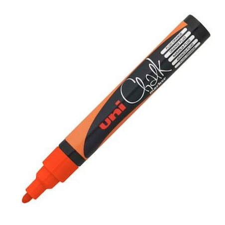 (264630000/140038000) UNIBALL MARCADOR DE TIZA LÍQUIDA CHALK PWE-5M NARANJA FLÚOR CAJA 6 UD