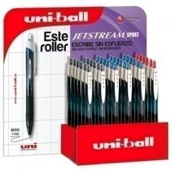 (182634918) UNIBALL ROLLERBALL JETSTREAM SPORT SXN-150E RETRÁCTIL 1.0MM COLORES ROJO-NEGRO-AZUL EXPOSITOR 36 UD