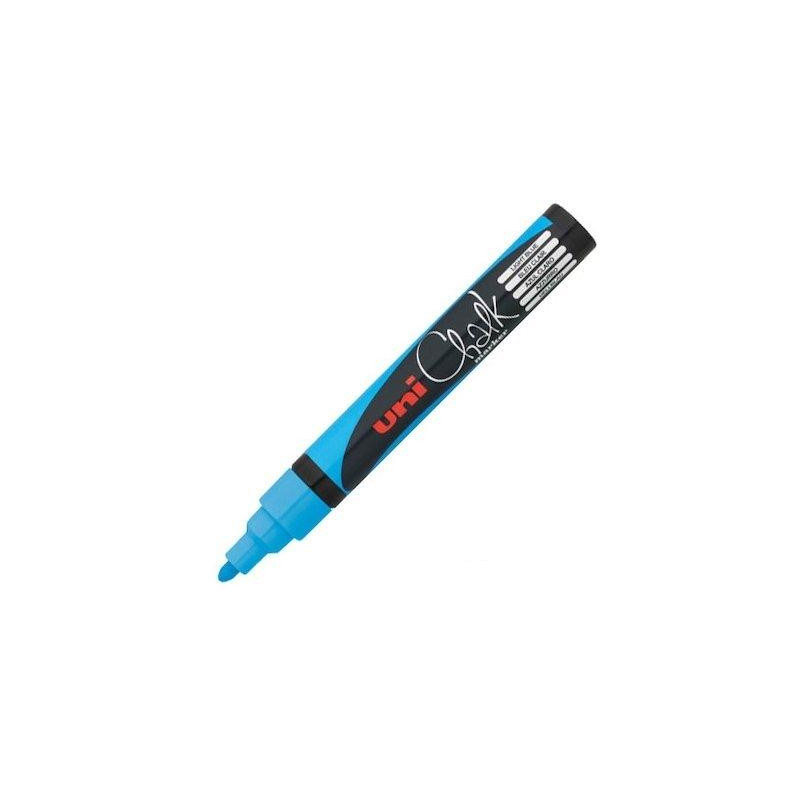 (264671000) UNIBALL MARCADOR DE TIZA LÍQUIDA CHALK PWE-5M AZUL CLARO CAJA 6 UD