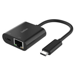 (INC019BTBK) BELKIN CABLE ADAPTADOR USB-C  A ETHERNET + CARGA 100W NEGRO