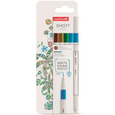 (302422262) UNIBALL EMOTT ROTULADORES DE ESCRITURA Y DIBUJO COLORES TROPICALES ESTUCHE 5 UD