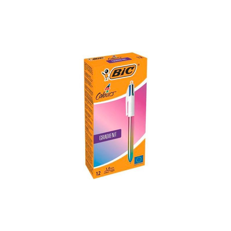 (511034) BIC BOLÍGRAFO 4 COLORES GRADIENT CUERPO BLANCO/MULTICOLOR CAJA 12 UD