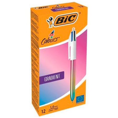 (511034) BIC BOLÍGRAFO 4 COLORES GRADIENT CUERPO BLANCO/MULTICOLOR CAJA 12 UD