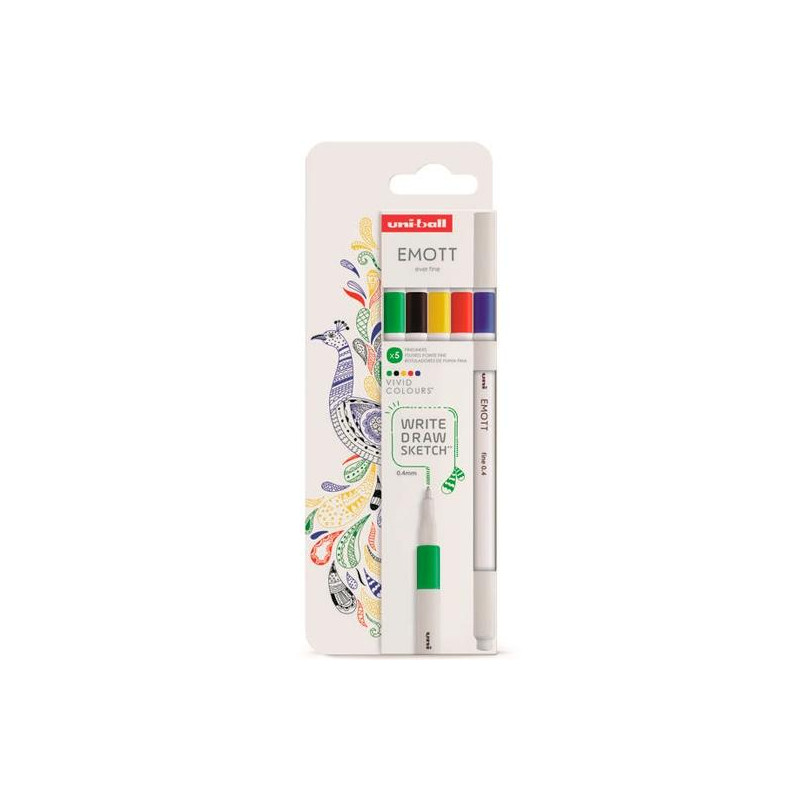 (302422267) UNIBALL EMOTT ROTULADORES DE ESCRITURA Y DIBUJO COLORES VIVOS ESTUCHE 5 UD