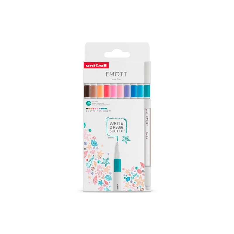 (302422269) UNIBALL EMOTT ROTULADORES DE ESCRITURA Y DIBUJO COLORES PASTEL ESTUCHE 10 UD