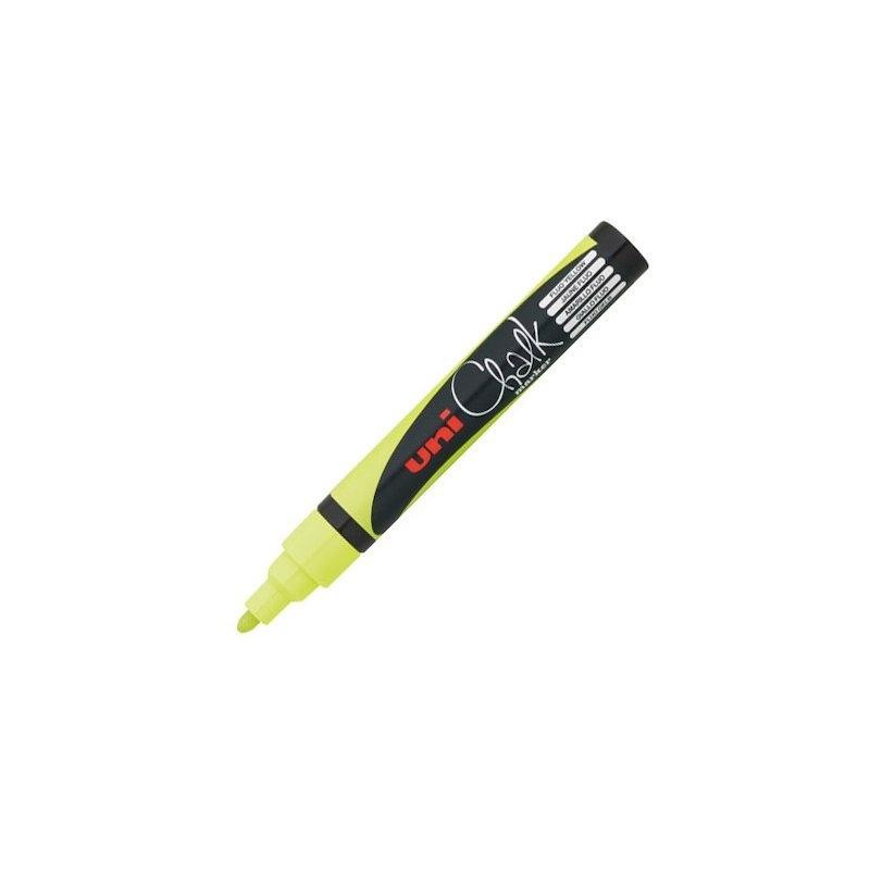 (264622000) UNIBALL MARCADOR DE TIZA LÍQUIDA CHALK PWE-5M AMARILLO FLÚOR CAJA 6 UD